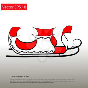 Santa red Sledge elegant line icon. Vector EPS 10