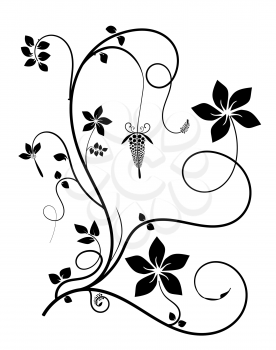 Black flower isolated on White background. Vector illustration