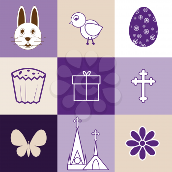 Set of 9 images on the theme of Easter