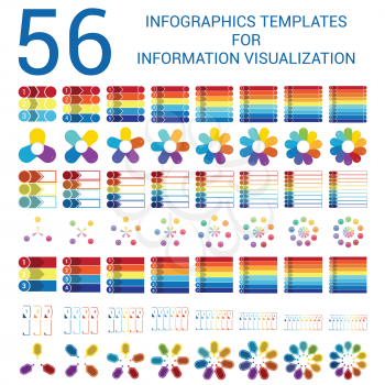 Infographics Templates for Informations Visualization, Elements,  Outline, Timelines, Pie Chart, Arrows, Area Chart, for  3, 4, 5, 6,7,8,9,10 Steps, Options, Positions, Parts, Processes. 