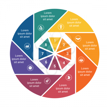 Infographic Business Pie chart for 8 options step by step processes