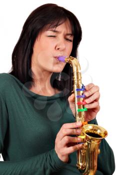 girl play saxophone