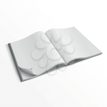 Blank opened magazine cover vector template. Empty paper magazine mockup