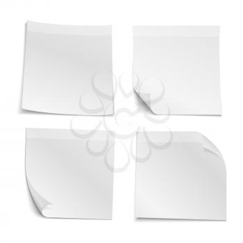 White blank stick note papers vector collection. Reminder note and paper curl note illustration