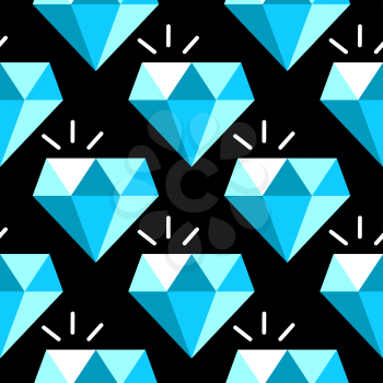 Vector blue diamonds seamless pattern. Background with gem stone illustration
