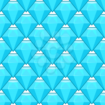 Vector blue diamonds seamless pattern. Geometric abstract gem stone illustration