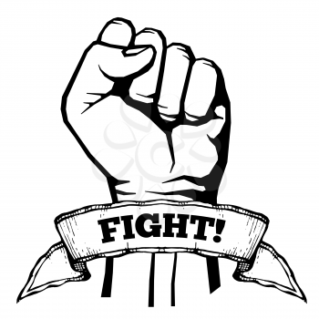 Fight for your rights, solidarity, revolution vector poster. Aggressive punch strong illustration