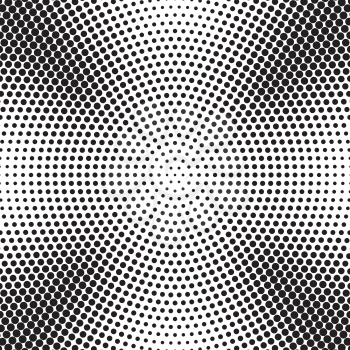 Abstract radial dotted halftone background vector. Pattern with black dots illustration