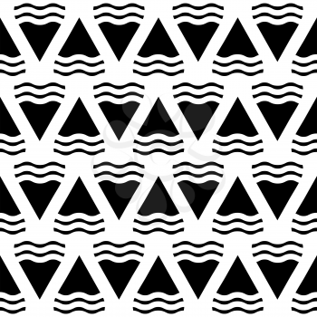 Vector abstract geometric seamless pattern in black and white. Background in monochrome style illustration