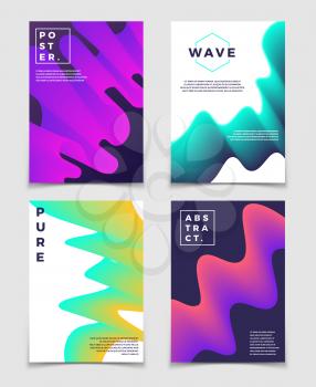 Colorful twisted shapes. Minimal modern vector cover design. Color cover trendy brochure, dynamic banner and placard illustration