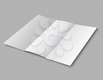 Blank paper folded leaflet. 3d white blank broadsheet vector template. Illustration of white blank booklet and brochure card