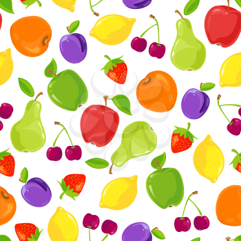 Seamless pattern of colorful fruits. Background pattern fruit, vector illustration