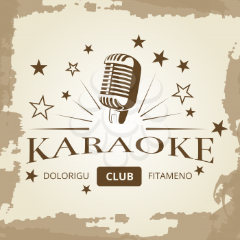 Karaoke club banner design - vintage music label. Vintage sign emblem. Vector illustration