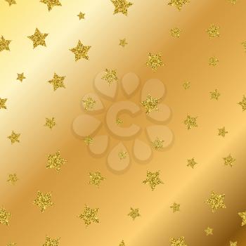 Vector golden glitter stars seamless pattern. Abstract confetti design illustration