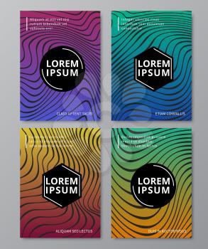 Abstract liquid smooth lines, music waves with mixed color shapes, graffiti texture flyer, placard, poster vector templates set with line waves pattern illustration