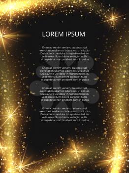 Vector golden glittering magic sparkle poster design. Magic holiday glitter banner with golden decoration illustration