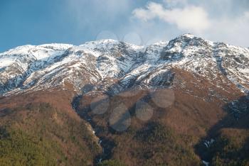 Snowy Tibetan mountains, view from Annapurna trek