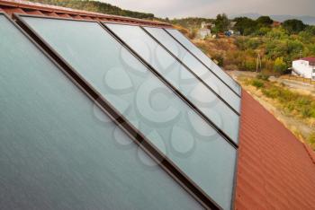 Solar panel (geliosystem) on the house roof.