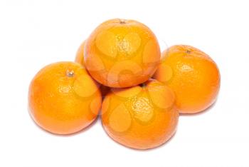 Group of orange mandarins isolated on white.