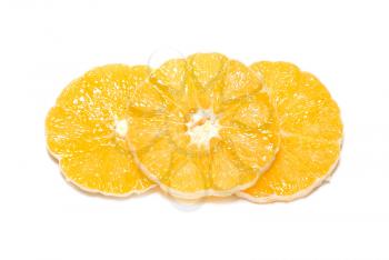 Slices of orange isolated on white background