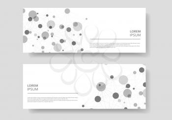 Abstract polygonal network shapes with connecting dots and lines. Cover technology template.