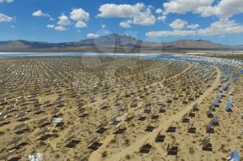 Power station on solar batteries. An alternative source of energy is solar panels