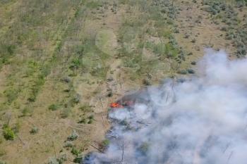 Forest fire, smoke of the surrounding area. smoke and fire.