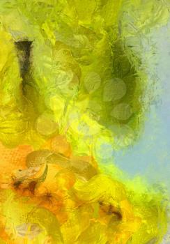 Yeloow lime colors abstract painting