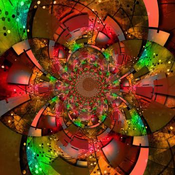 Colorful fractal with geometric forms. 3D rendering