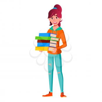 Teen Girl Poses Vector. Positive Person. For Postcard, Cover, Placard Design. Isolated Cartoon Illustration