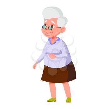 Old Woman Poses Vector. Elderly People. Senior Person. Aged. Beautiful Retiree. Life. Card, Advertisement, Greeting Design. Isolated Cartoon Illustration
