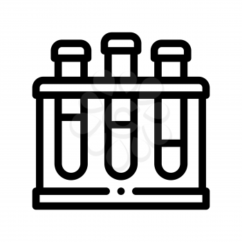 Flask With Pathogen Analysis Vector Sign Icon Thin Line. Medical Pathogen Bacteria In Blood Linear Pictogram. Chemical Microbe Type Infection Microorganism Contour Monochrome Illustration