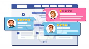 Review Rating Web Page Design Vector. Online Store, Shop, Market. Client Testimonials Concept. Good, Bad Rate. Positive, Negative Rate. Speech Bubbles. Isolated Illustration