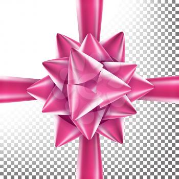 Gift Bow Vector. Bright Ribbon. Isolated On Transparent Background Illustration.