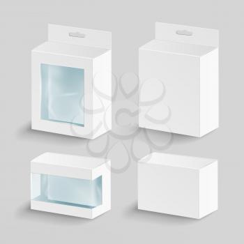 White Blank Cardboard Rectangle Vector. Realistic White Package Box.