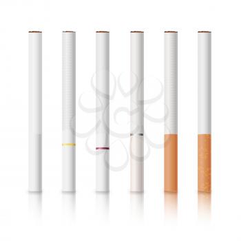 Cigarettes Set With White And Yellow Filters Isolated Vector