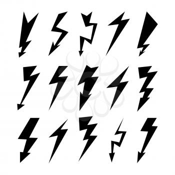 Lightning Signs Vector Set. Lightning Bolt Icons. Thunder Bolt Symbols