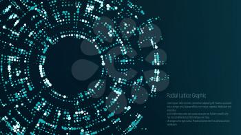 Radial Lattice Graphic Design. Abstract Vector Background. Black Hole.
