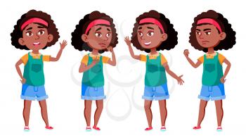 Afro American Girl Vector. Black. School Student. Cheer, Pretty, Youth. For Presentation, Print Invitation Design Isolated Illustration