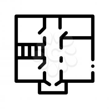 House Apartment Planning Vector Thin Line Icon. Planning Project Premise Room Linear Pictogram. Mortgage On Real Estate, Rent, Buy Or Sale Building Garage Contour Monochrome Illustration