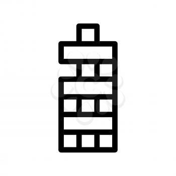 Interactive Kids Game Vector Thin Line Icon. Child And Adult Table Wooden Tower Game Children Playing Gaming Items Figure Pieces Linear Pictogram. Joyful Things Monochrome Contour Illustration