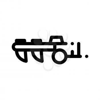 Agricultural Cultivator Vector Thin Line Icon. Tractor Cultivator Hindi Carriage. Machinery Transport Linear Pictogram. Irrigation Machine Combines Black And White Contour Illustration