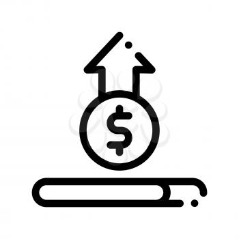 Coin Cash Dollar Growing Up Vector Thin Line Icon. Online Transactions, Secure Financial Payment Coin Operation Linear Pictogram. Internet Banking Money Currency Exchange Contour Illustration