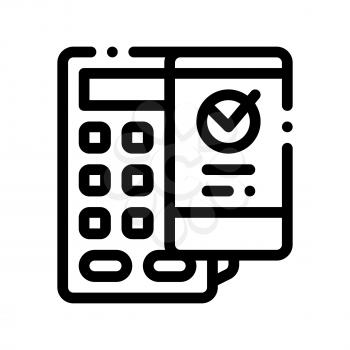 Payment Terminal Smartphone Vector Thin Line Icon. Online Transactions, Secure Financial Internet Banking Payment Operation Linear Pictogram. Money Deposit Currency Exchange Contour Illustration