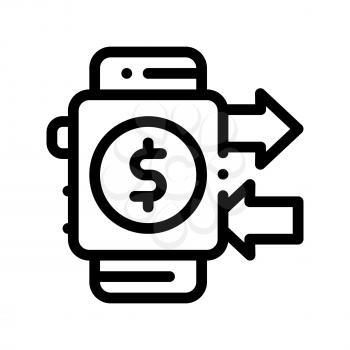 Payment Smart Watch Pay Pass Vector Thin Line Icon. Online Transactions, Financial Internet Banking Payment Operation Linear Pictogram. Money Deposit Currency Exchange Contour Illustration