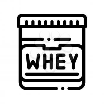 Whey Protein Container Sport Vector Thin Line Icon. Creatine Powder Sport Nutrition for Sportsman Linear Pictogram. Dietary Ingredient, Bar for Bodybuilding Contour Illustration
