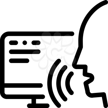 Computer Human Voice Control Icon Vector Thin Line. Contour Illustration