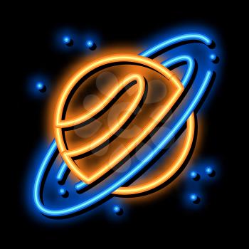 Saturn Planet Ring neon light sign vector. Glowing bright icon Saturn Planet Ring sign. transparent symbol illustration