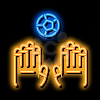 Goalkeeper Catches Ball neon light sign vector. Glowing bright icon Goalkeeper Catches Ball sign. transparent symbol illustration
