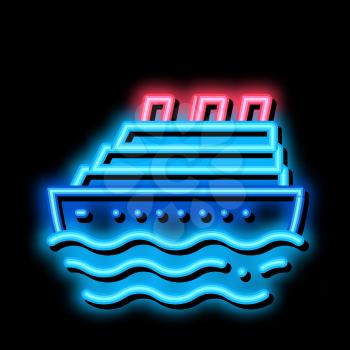 Cruise Ship neon light sign vector. Glowing bright icon Cruise Ship sign. transparent symbol illustration